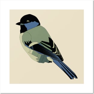 Fun little chickadee bird with 4 stylized options Posters and Art